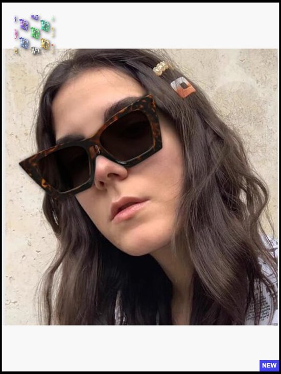 Vintage Square Cat Eye Sunglasses Trendy Oversized Big Frame UV Protection Retro main image 4